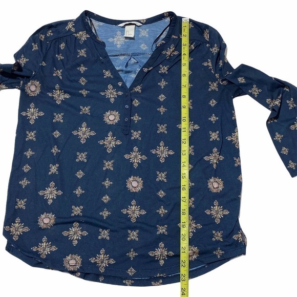 H&m High Low Quarter Button Printed Blouse Small - Picture 7 of 11